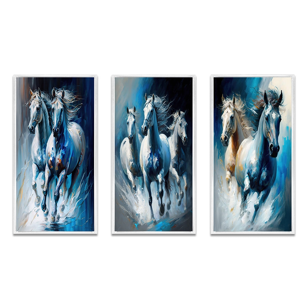 horse Canvas Wall Art Set of 3- Horses Running