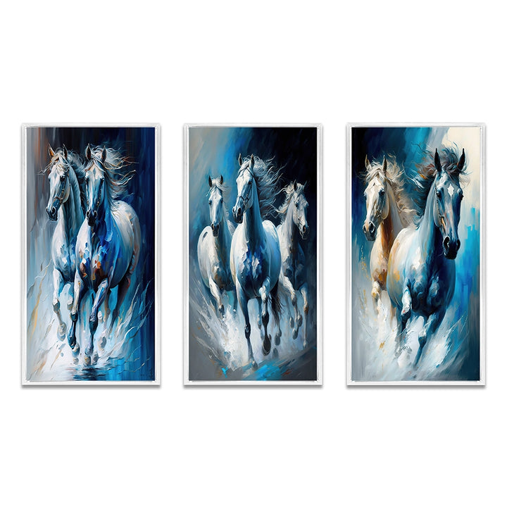 horse Canvas Wall Art Set of 3- Horses Running