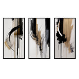 Modern Multi Panel Canvas Wall Art - Black, White And Gold Expression