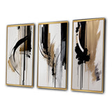 Modern Multi Panel Canvas Wall Art - Black, White And Gold Expression