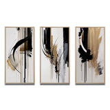 Modern Multi Panel Canvas Wall Art - Black, White And Gold Expression