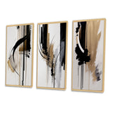 Modern Multi Panel Canvas Wall Art - Black, White And Gold Expression