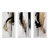 Modern Multi Panel Canvas Wall Art - Black, White And Gold Expression