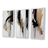 Modern Multi Panel Canvas Wall Art - Black, White And Gold Expression