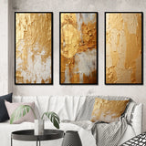 Abstract Painting Wall Art Canvas Set - Gentle Abundance Retro Gold Abstract - 3 Pieces