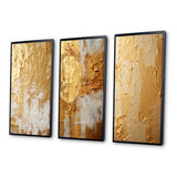 Abstract Painting Wall Art Canvas Set - Gentle Abundance Retro Gold Abstract - 3 Pieces