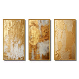 Abstract Painting Wall Art Canvas Set - Gentle Abundance Retro Gold Abstract - 3 Pieces