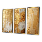 Abstract Painting Wall Art Canvas Set - Gentle Abundance Retro Gold Abstract - 3 Pieces