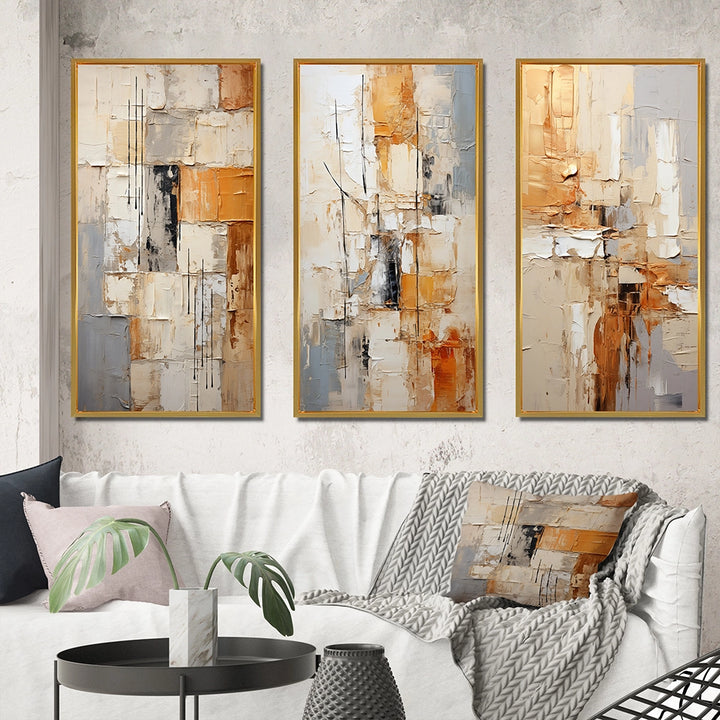 Transitional Multi Panel Canvas Wall Art - Abstraction Geometric