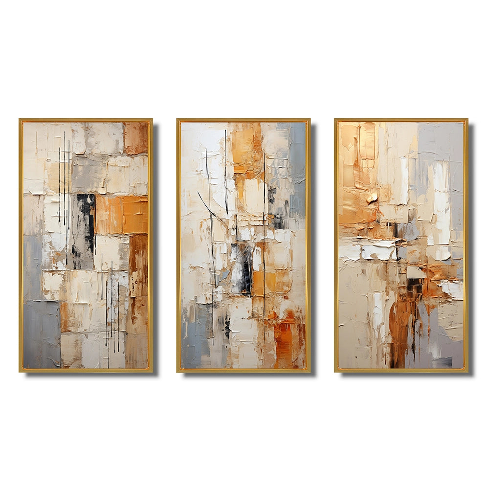 Transitional Multi Panel Canvas Wall Art - Abstraction Geometric