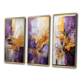 Fractals Multi Panel Canvas Wall Art - Gold Purple Abstract Fractal III