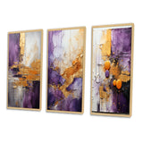 Fractals Multi Panel Canvas Wall Art - Gold Purple Abstract Fractal III