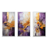 Fractals Multi Panel Canvas Wall Art - Gold Purple Abstract Fractal III