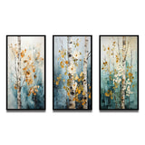 Floral Wall Art Set - Birch Woods Whispering Winds V - 3 Pieces