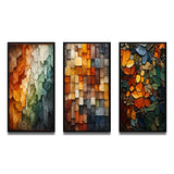 Transitional Canvas Wall Art Set - Hardedge Art Earthy Euphony III - 3 Pieces