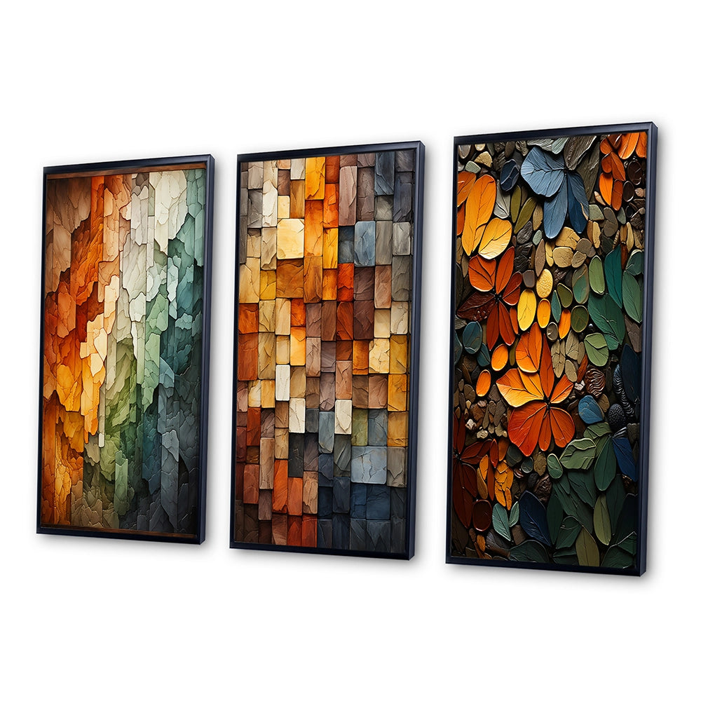 Transitional Canvas Wall Art Set - Hardedge Art Earthy Euphony III - 3 Pieces
