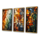 Transitional Canvas Wall Art Set - Hardedge Art Earthy Euphony III - 3 Pieces