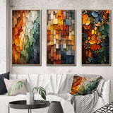 Transitional Canvas Wall Art Set - Hardedge Art Earthy Euphony III - 3 Pieces