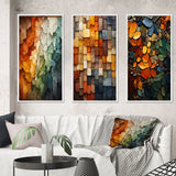 Transitional Canvas Wall Art Set - Hardedge Art Earthy Euphony III - 3 Pieces