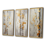 Traditional Wall Art Canvas Set - Tree Whispers of Gray & Yellow - 3 Pieces