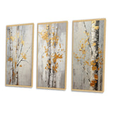 Traditional Wall Art Canvas Set - Tree Whispers of Gray & Yellow - 3 Pieces