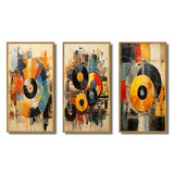 Modern Canvas Wall Art Set of 3 - Vinyl Record Retro Vinyl