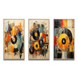 Modern Canvas Wall Art Set of 3 - Vinyl Record Retro Vinyl