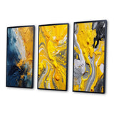 Modern Multi Panel Canvas Wall Art - Blue and Yellow Intuitive Expressions