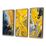 Modern Multi Panel Canvas Wall Art - Blue and Yellow Intuitive Expressions