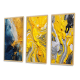 Modern Multi Panel Canvas Wall Art - Blue and Yellow Intuitive Expressions