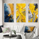 Modern Multi Panel Canvas Wall Art - Blue and Yellow Intuitive Expressions