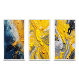 Modern Multi Panel Canvas Wall Art - Blue and Yellow Intuitive Expressions