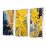 Modern Multi Panel Canvas Wall Art - Blue and Yellow Intuitive Expressions