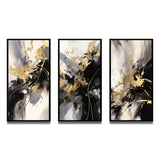 Transitional Wall Art Set - Gold And Grey Fluid Fusion III - 3 Pieces