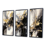 Transitional Wall Art Set - Gold And Grey Fluid Fusion III - 3 Pieces