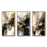 Transitional Wall Art Set - Gold And Grey Fluid Fusion III - 3 Pieces