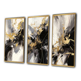 Transitional Wall Art Set - Gold And Grey Fluid Fusion III - 3 Pieces