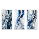 Abstract Wall Art Set - Blue and Grey Ethereal Elixir II - 3 Pieces