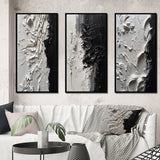 Modern Wall Art Canvas Set - White And Black Tranquility Unleashed - 3 Pieces