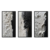 Modern Wall Art Canvas Set - White And Black Tranquility Unleashed - 3 Pieces