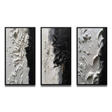 Modern Wall Art Canvas Set - White And Black Tranquility Unleashed - 3 Pieces