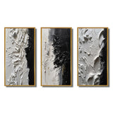 Modern Wall Art Canvas Set - White And Black Tranquility Unleashed - 3 Pieces
