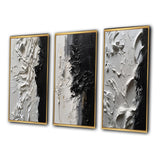 Modern Wall Art Canvas Set - White And Black Tranquility Unleashed - 3 Pieces
