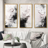 Abstract Painting Wall Art Canvas Set - White Twist Watercolor - 3 Pieces