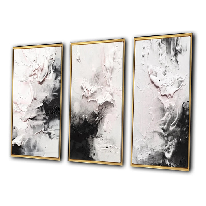 Abstract Painting Wall Art Canvas Set - White Twist Watercolor - 3 Pieces