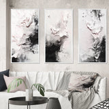 Abstract Painting Wall Art Canvas Set - White Twist Watercolor - 3 Pieces