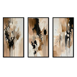 Abstract Canvas Wall Art Set of 3- Brown Mindful Abstraction