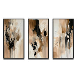 Abstract Canvas Wall Art Set of 3- Brown Mindful Abstraction