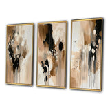 Abstract Canvas Wall Art Set of 3- Brown Mindful Abstraction