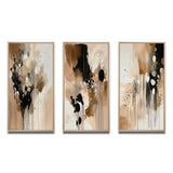 Abstract Canvas Wall Art Set of 3- Brown Mindful Abstraction